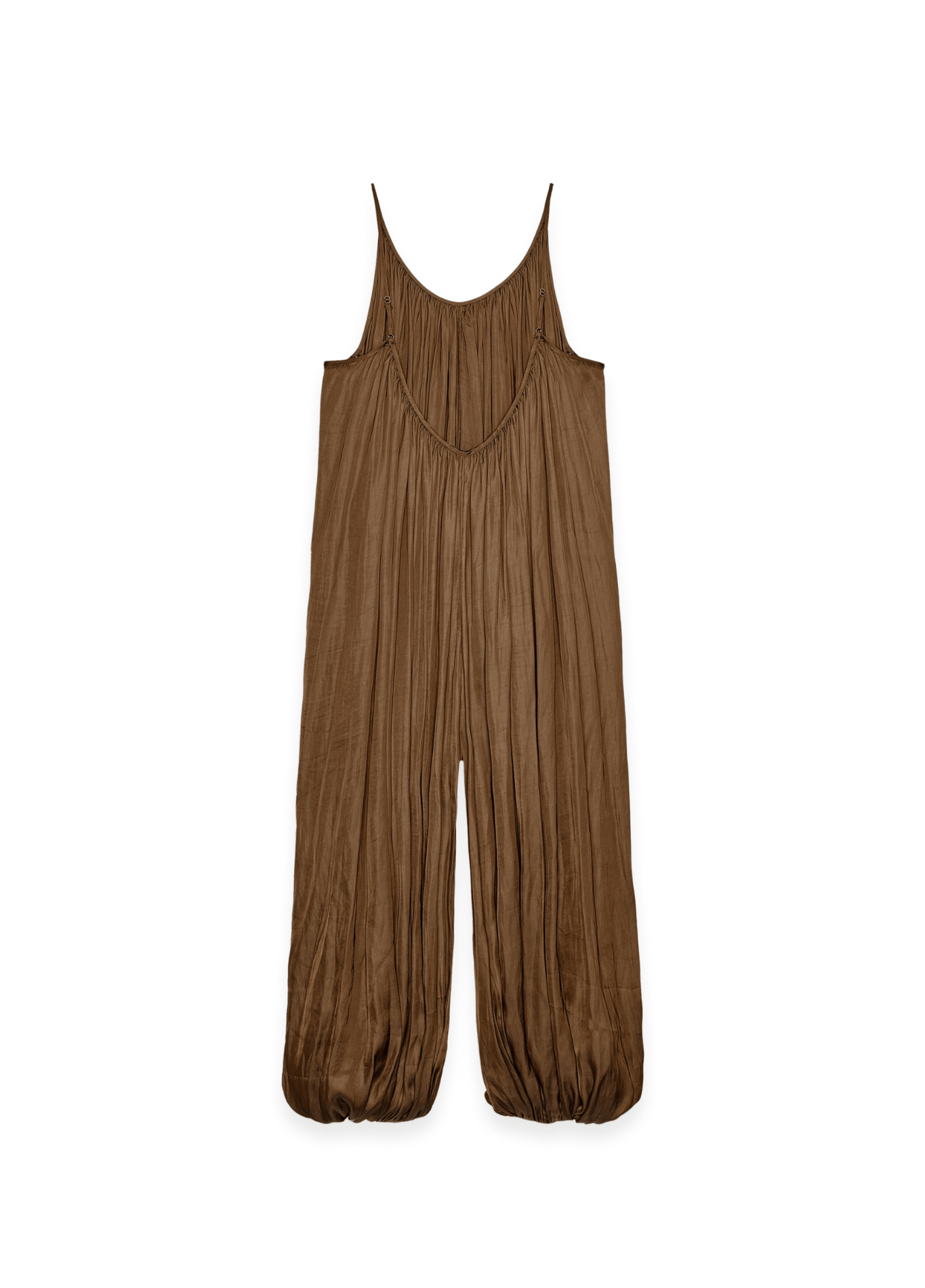 ateliercombinaison DONE Vintgae Pleated Sling Jumpsuits Women V-neck Sleeveless Backless Lantern Female Jumpsuit 2025 Summer New Lady Street Rompers