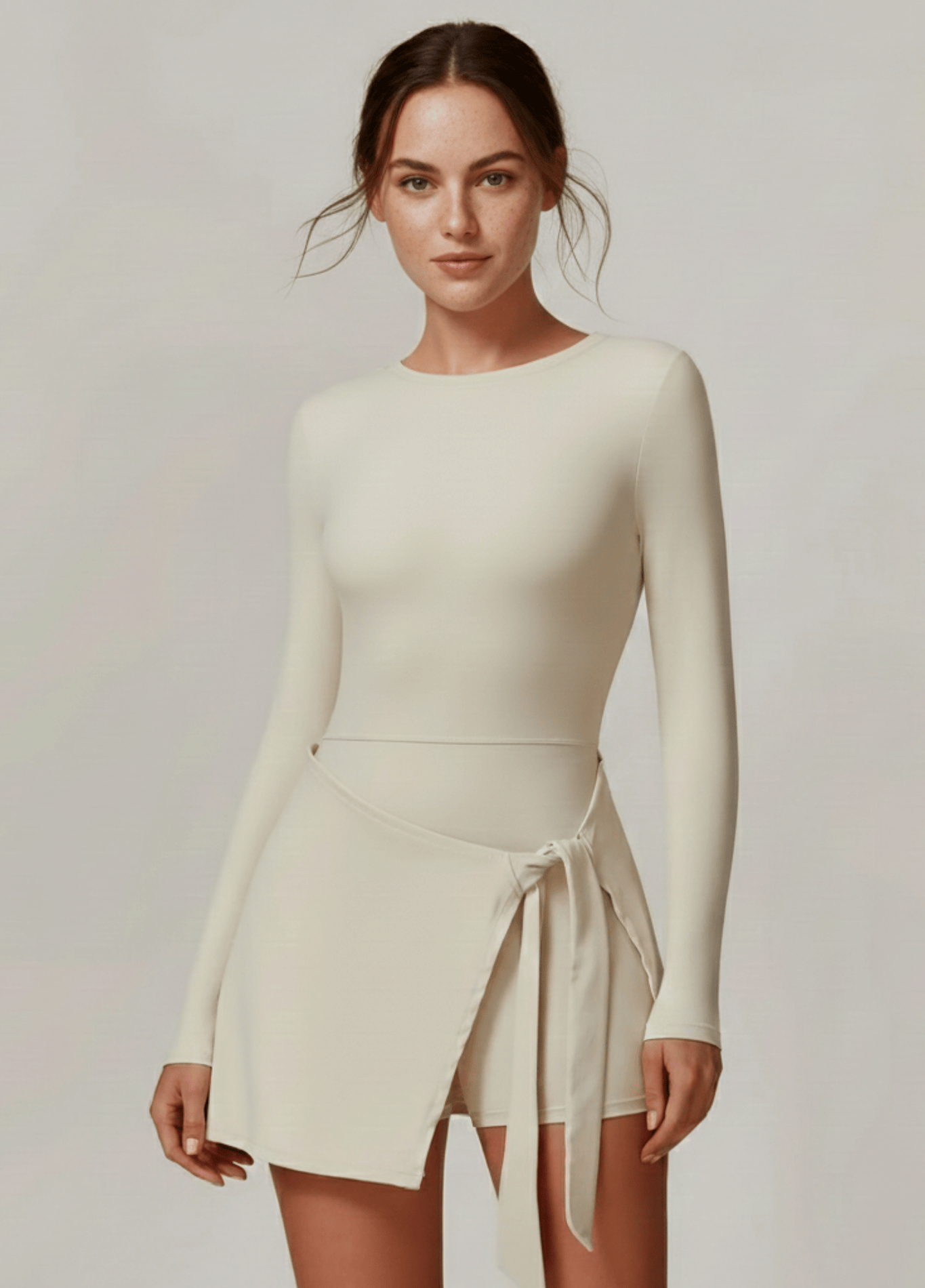 ateliercombinaison beige / S Combishort femme sport manches longues | Tempo