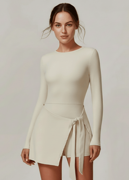 ateliercombinaison beige / S Combishort femme sport manches longues | Tempo