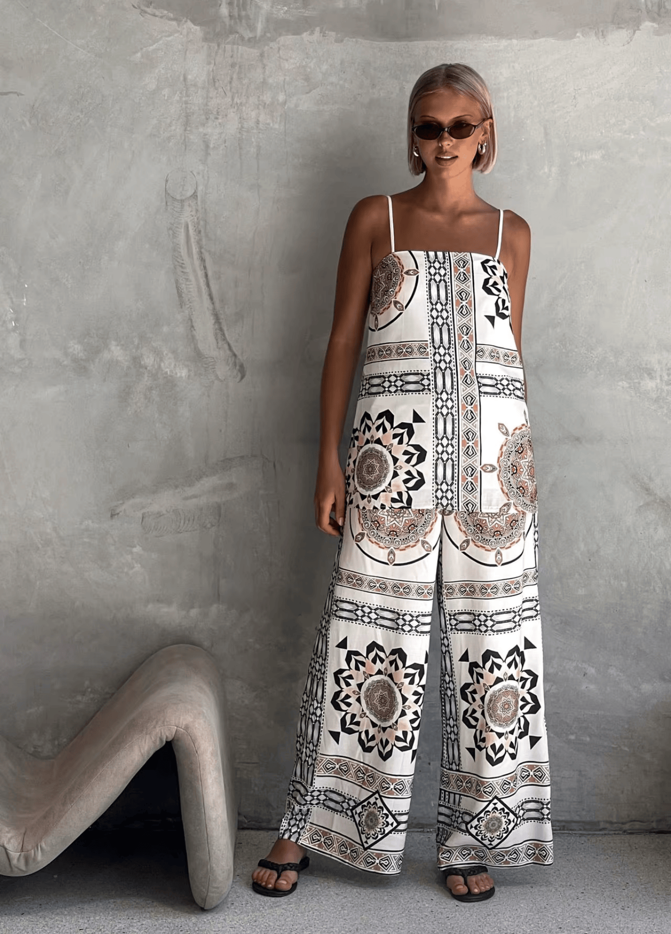 ateliercombinaison blanc / S Ensemble combinaison pantalon | Bohème Mandala