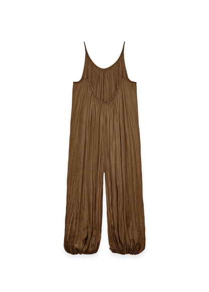 ateliercombinaison DONE Vintgae Pleated Sling Jumpsuits Women V-neck Sleeveless Backless Lantern Female Jumpsuit 2025 Summer New Lady Street Rompers