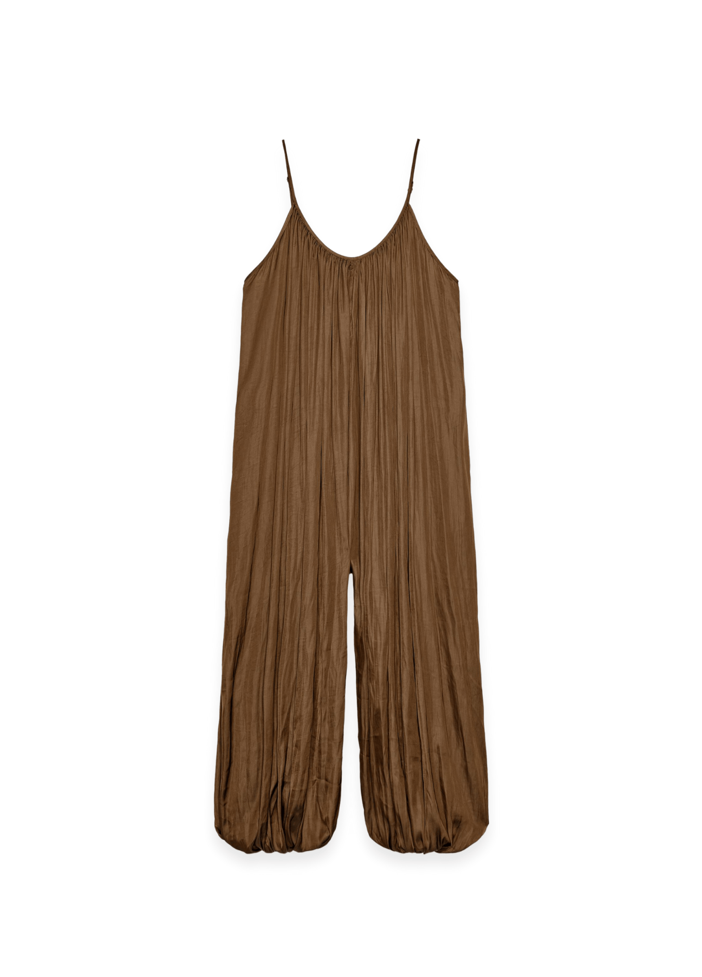 ateliercombinaison DONE Vintgae Pleated Sling Jumpsuits Women V-neck Sleeveless Backless Lantern Female Jumpsuit 2025 Summer New Lady Street Rompers