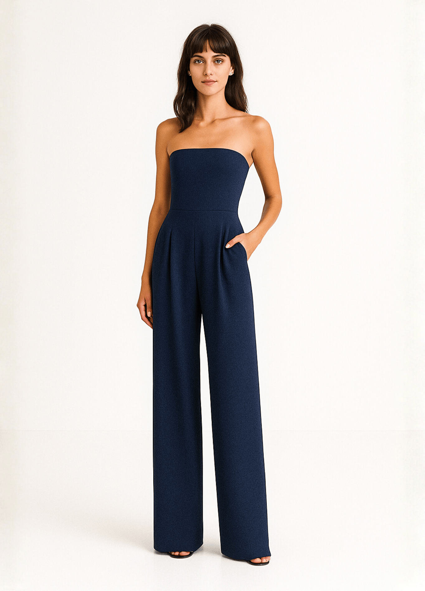 ateliercombinaison navyblue / S DONE Casual Women Playsuit Sleeveless Backless Wide Leg Solid Pleated Female Strapless Jumpsuit 2025 Summer New Chic Lady Playsuits